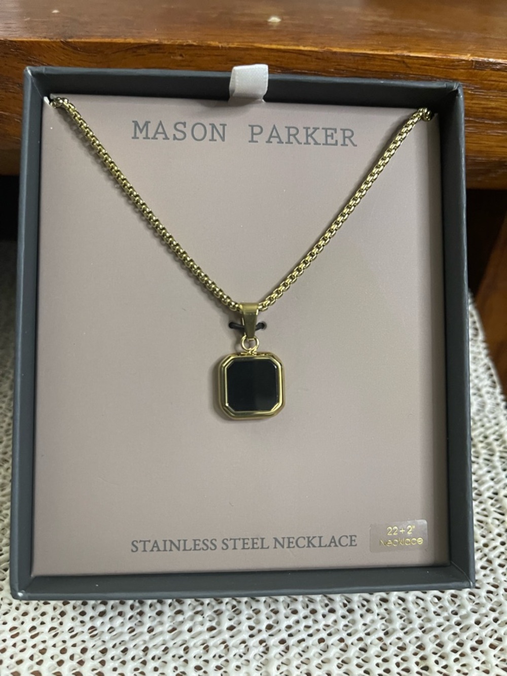 Mason Parker Gold-Tone Necklace with Black Pendant 22.2 inch